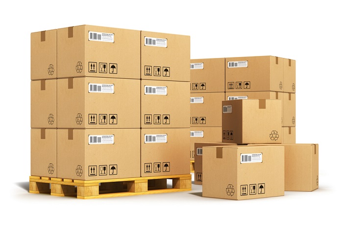 Cardboard Boxes On Shipping Pallets